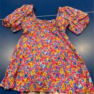 For Love & Lemons Sasha Mini Dress Blue Dizzy Floral Large/XL